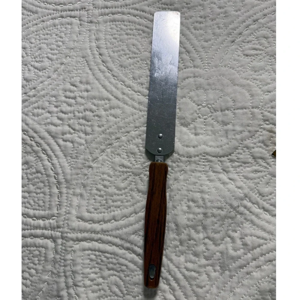 Ekco Spatula Turner Brown Silver Vintage Faux Wood‎ Stainless MCM Made in USA